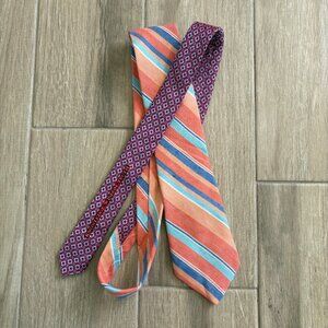 Robert Graham Neck Tie Men's Multicolor Linen Silk Striped Floral Preppy USA